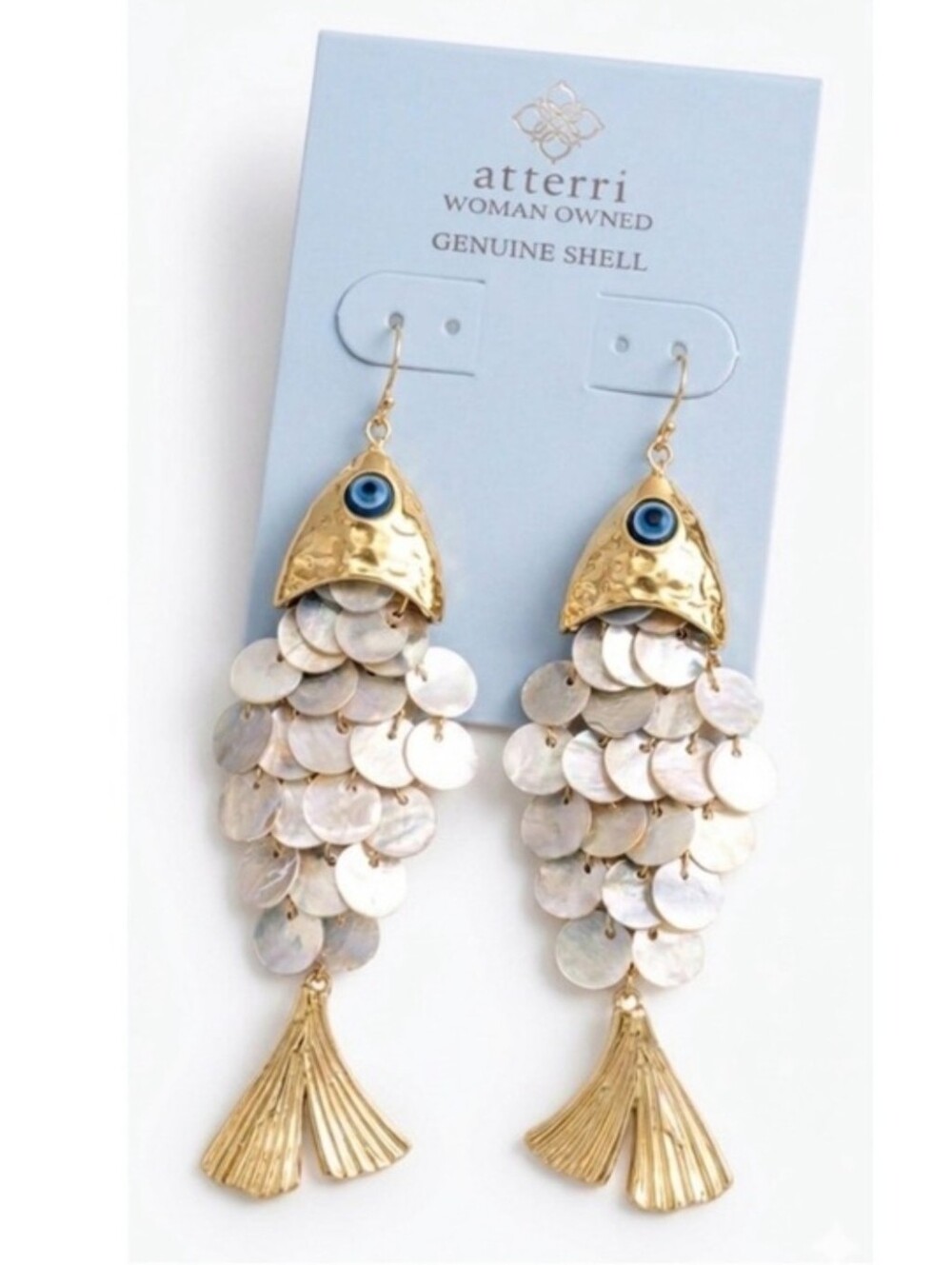💙▪️Atterri▪️ Gold & Mother-of-Pearl Fish Drop Earrings